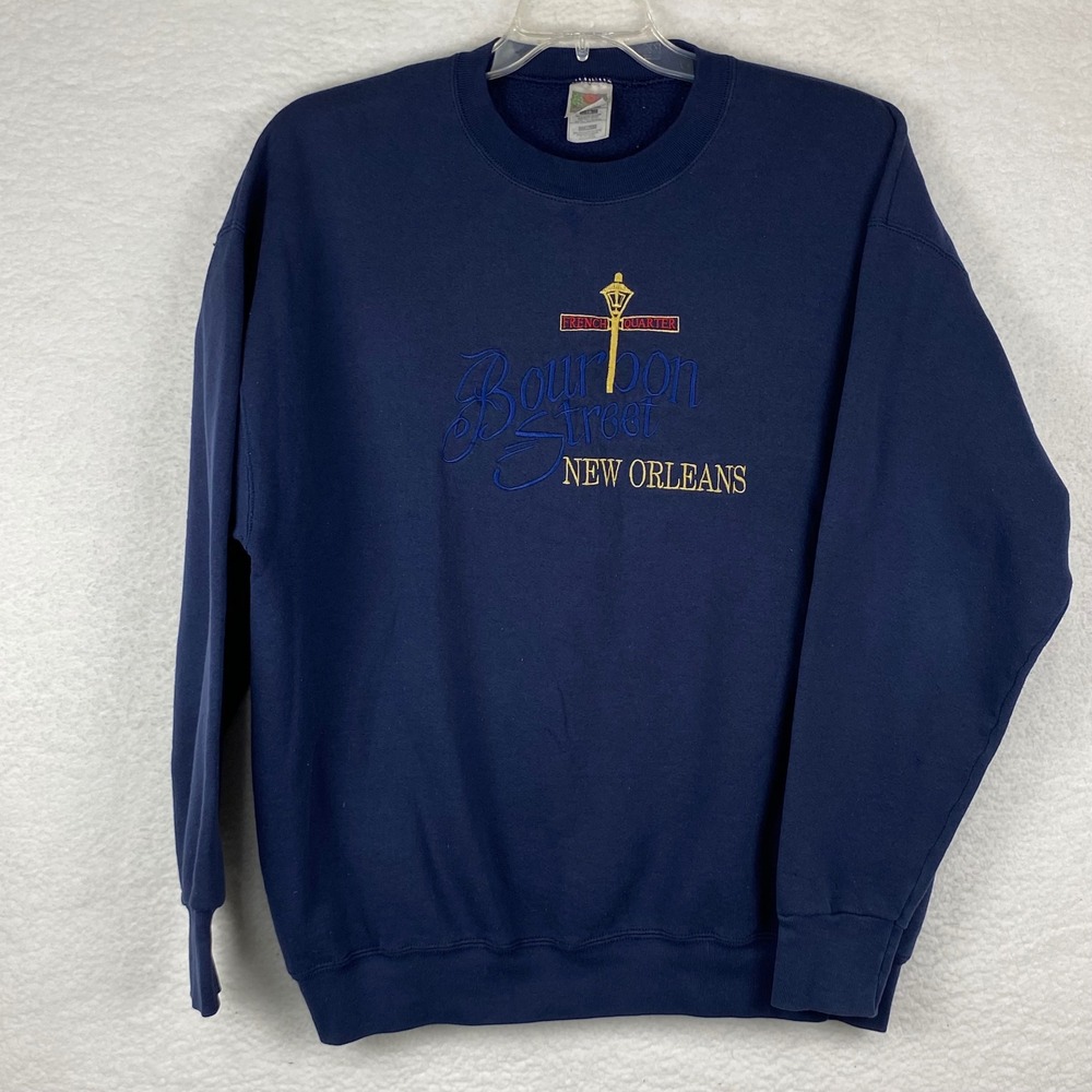 Fruit of the Loom New Orleans Bourbon Street Sweatshirt Navy Blue XL Vintage